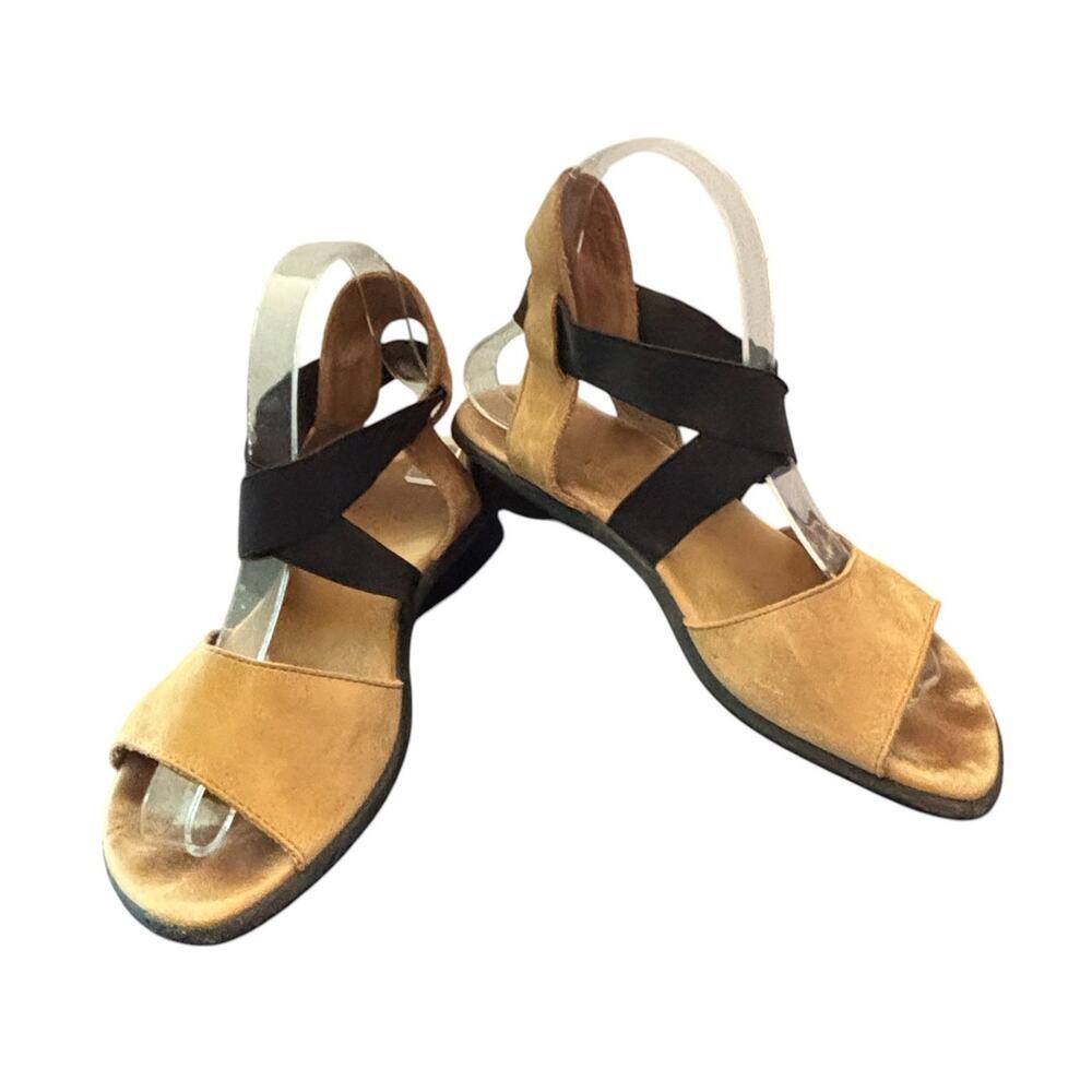 Arche LN Satia Suede Crisscross Sandal Beige Black Size 39 (9)